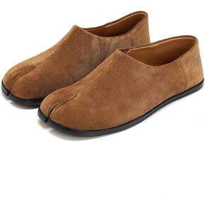 Tabi Shoes Women Flats Leather Slip on Walking Wide Split Toe Babouche Barefoot Moccasins Slipper