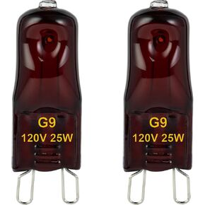G9 Heat Lamp Bulbs for Reptile,Night Red, Mini Halogen Bulb 25W, Infrared Reptile Heat Lamp for Bearded Dragon Gecko Turtle Lizard, Pack of 3