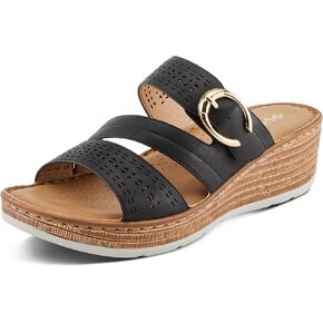 PATRIZIA Women's SHARONDA Asymmetrical Slide Wedge Sandals