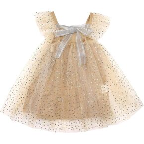 Toddler Girls Sequin Tulle Tutu Dress Cap Sleeves Party Dress Size 6M-9Y