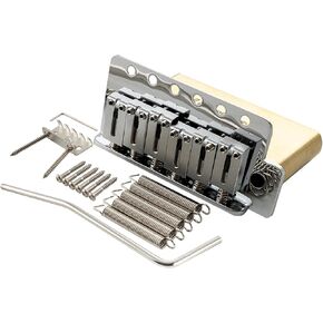 Musiclily Ultra 52.5mm (2-1/16 inch) Standard 6-Screw ST Tremolo Bridge with Modern Brass Saddles 42mm Solid Brass Block Push-In Arm for Strat Style Electric Guitar, Black