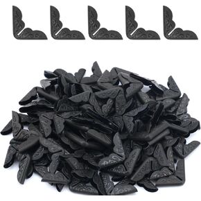100pcs Metal Book Corner Protectors, Vintage Book Corner Covers Decorative Paperback Book Edge Protector for Photo Album Notebook Scrapbook Menu File Folder (Black)