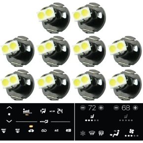 britelites Jtech 10x T4 / T4.2 Neo Wedge 2 SMD LED White Car Dashboard Instrument Cluster Panel, A/C Climate Control HVAC Switch Light Bulb