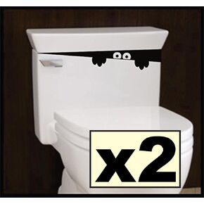 (2) Sticker Connection | Toilet Monster Bathroom Decal | Sticker Funny Kids Vinyl Decal Potty Training Halloween | 2"x12" (Black)