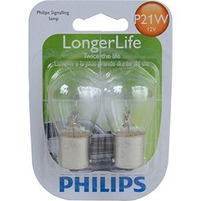 Philips Automotive Lighting P21W LongerLife Miniature Bulb, 2 Pack,White,12498LLB2