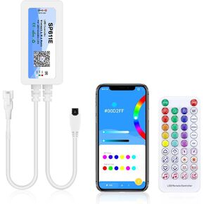 ALITOVE WS2811 Controller WS2812B Bluetooth Addressable LED Controller with RF Remote for WS2812 WS2813 SK6812 SM16703 RGB IC LED Strip Pixel Light DC5V-24V, DIY Color Effects, Music Sync, SP648E