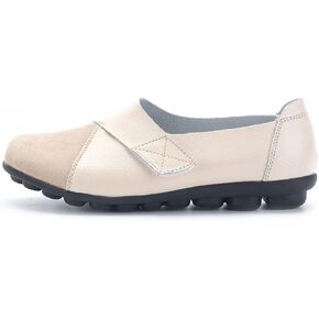 Ladies Leather Slip On Flat Loafers,Low Top Casual Walking Nurse Shoes,Outdoor Versatile Trendy Driving Shoes.
