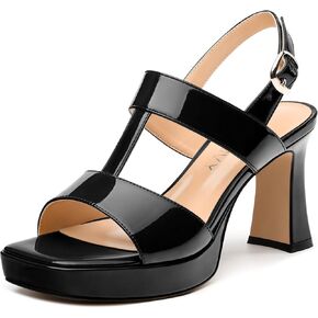 Women's Platform Sandals, Buckle Ankle Strap Open Toe Heeled Sandal, Fashion High Heel Sandals for Wedding Partying Dating