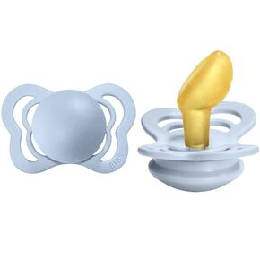 BIBS Pacifiers - Couture Collection | BPA-Free Baby Pacifier | Made in Denmark | Set of 2 Baby Blue Color Premium Soothers | Size 6-18 Months
