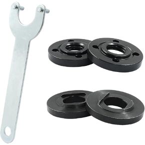 5 Pcs Grinder Flange Angle Wrench Kit,Include 4 Pcs 5/8"-11 Threaded Shaft Flange Metal Lock Nut and 1 Pcs Spanner for Makita, Ryobi and Dewalt