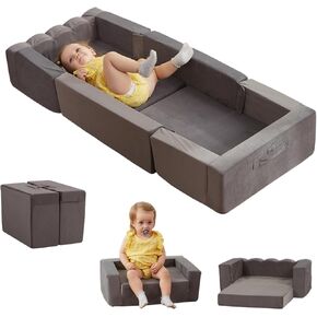 Foldable Toddler Travel Bed for Kids 2-in-1 Portable Toddler Bed Sofa Chair for Travel Sleeping Soft Foam Foldable Toddler Bed for Camping Napping Outdoor Lightweight with Carry Bag