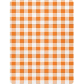 Pfrewn Fall Autumn Crib Sheets for Boys Girls Orange and White Plaid Fitted Crib Sheet Fits Standard Crib Mattress Pads Stretch Soft Toddler Baby Sheet, 52x28x9IN