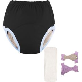 Unisex Reusable Adult Cloth Diaper,Cotton Washable Incontinence Diaper Pants,Adjustable Incontinence Pocket Diaper with Snaps Suitable for Those with Limited Mobility(Orange,XL)