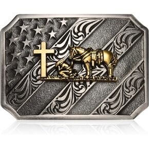 إبزيم حزام رعاة البقر الغربي للرجال، إبزيم حزام روديو للصلاة على شكل قرون طويلة من تكساس هورس كروس in Kuwait