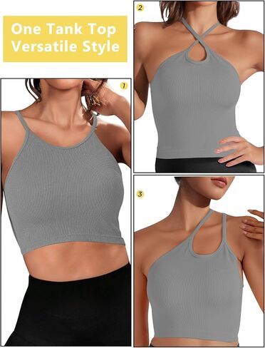 قميص بدون أكمام مضلع للنساء 2024، قمصان بدون خياطة للتمرين بظهر متسابق، قمصان قصيرة للرياضات الأساسية، قمصان قصيرة لرياضات اليوغا والخروج باللون الأبيض M (اقتصاص) in Kuwait