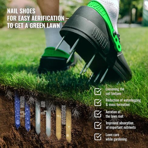 AIR - Nail Spike Shoe Clog for Easy Aerification and de-Aeration of The Lawn. (Small 7/10 US) Green in Saudi Arabia