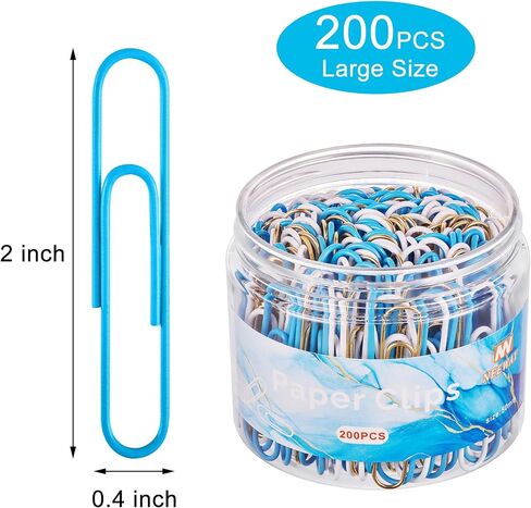 200pcs Large Paper Clips, 2 Inch Jumbo Paper Clip, Ceative Colored Paperclips for Paperwork Office School and Personal Use (Green) in Kuwait