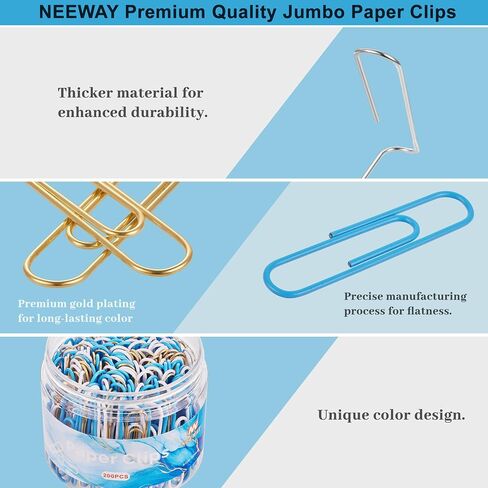 200pcs Large Paper Clips, 2 Inch Jumbo Paper Clip, Ceative Colored Paperclips for Paperwork Office School and Personal Use (Green) in Kuwait