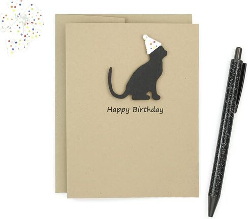Rottweiler Birthday Card | Black Rottie Dog theme Pet Greeting cards | Confetti Party Hat in Kuwait