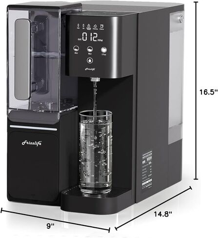 نظام التناضح العكسي لسطح الطاولة من Frizzlife - فلتر مياه قلوي RO WB99 مع إبريق ماء محمول، عناصر معتمدة NSF/ANSI 58، 3.5:1 نقي للتصريف، بدون تركيب، دعم فني بالولايات المتحدة الأمريكية in Kuwait