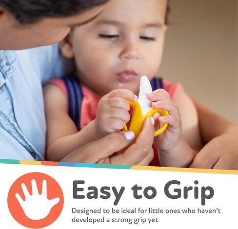 Nuby NanaNubs Banana Massaging Toothbrush and Realistic Silicone Carrot Teether with Massaging Bristles Combo - Gentle on Gums - 3 Months in Kuwait