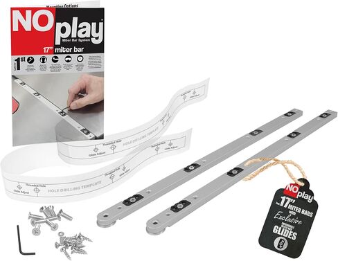 17" NoPlay Aluminum Miter Bars w/Expandable Glides | Standard 3/4" x 3/8" Miter Slot Table Saw Runners | Crosscut Sled Table Saw Miter Bar Set | Miter Bars For Table Saw, Router Table, Band Saw - 2Pk in Saudi Arabia