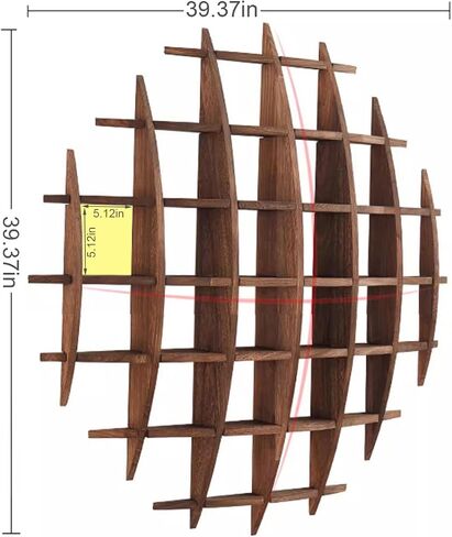 Solid Wood Chinese Tea Cup Holder, Wall Mounted Teapot Display Stand, Wall Decoration Teaware Shelf Storage Rack for Living Room Kitchen Office Commercial (Carbonization Color, 39x39'') in Saudi Arabia