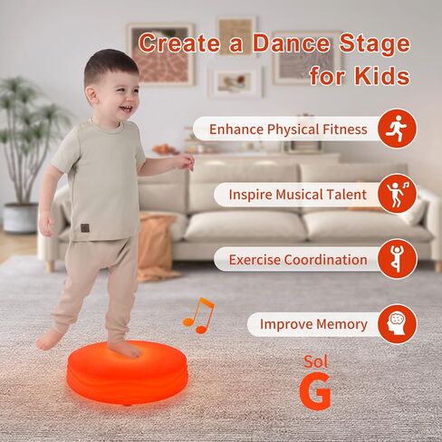 Light Up Musical Toys, Touch Sensitive Jumping Toy, LED Floor Tiles Kids Games, Interactive Active Toddler Toys with Piano Sounds, Red(Sol) in Saudi Arabia