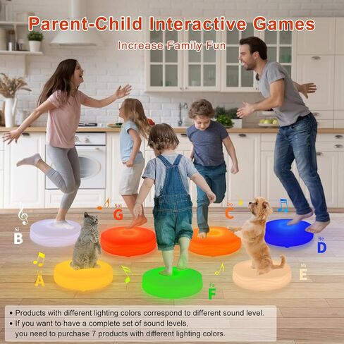 Light Up Musical Toys, Touch Sensitive Jumping Toy, LED Floor Tiles Kids Games, Interactive Active Toddler Toys with Piano Sounds, Red(Sol) in Saudi Arabia