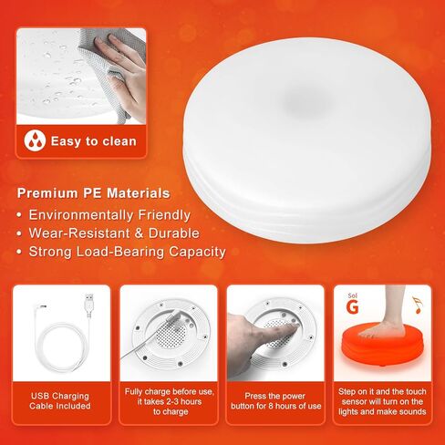 Light Up Musical Toys, Touch Sensitive Jumping Toy, LED Floor Tiles Kids Games, Interactive Active Toddler Toys with Piano Sounds, Red(Sol) in Saudi Arabia