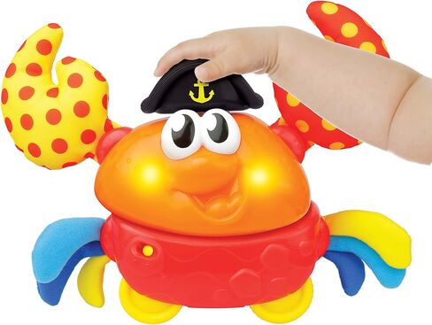 Winfun: Shakin 'N Wobble Crab - لعبة حركة بأضواء وأصوات، تمشية السلطعون الجانبية المفعلة بالأزرار، أضواء وامضة، لعبة حسية، للأطفال الصغار بعمر 9 أشهر فما فوق in Kuwait