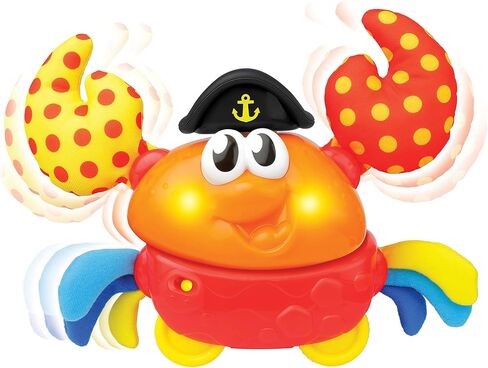 Winfun: Shakin 'N Wobble Crab - لعبة حركة بأضواء وأصوات، تمشية السلطعون الجانبية المفعلة بالأزرار، أضواء وامضة، لعبة حسية، للأطفال الصغار بعمر 9 أشهر فما فوق in Kuwait