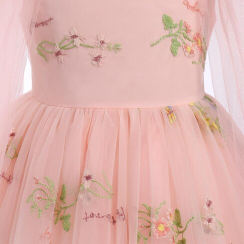 Baby Girls Birthday Party Dress Sleeveless Bowknot Straps Floral Embroidered Tulle Tutu Baby Flower Girl Dress in Saudi Arabia