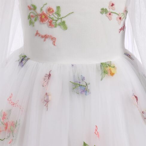 Baby Girls Birthday Party Dress Sleeveless Bowknot Straps Floral Embroidered Tulle Tutu Baby Flower Girl Dress in Saudi Arabia
