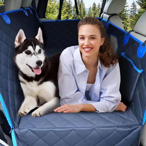 Back seat extender for dogs.hard bottom car seat cover for dogs with Mesh Window and Storage Pocket,dog travel accessories,Supports 400LB Waterproof Dog Hammock for Car Dog Car Bed for Car, SUV, Truck in Saudi Arabia