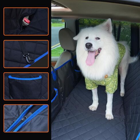Back seat extender for dogs.hard bottom car seat cover for dogs with Mesh Window and Storage Pocket,dog travel accessories,Supports 400LB Waterproof Dog Hammock for Car Dog Car Bed for Car, SUV, Truck in Saudi Arabia