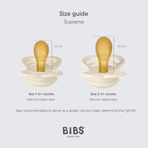 BIBS Supreme Baby Pacifier 2-Pack | Made in Denmark | BPA Free Dummy Soother, Symmetrical Nipple. Natural Rubber Latex, Size 2 (6-18 Months), Sunshine/Peach Sunset in Saudi Arabia