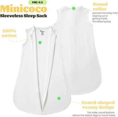 Unisex Newborn Wearable Blanket Long Sleeveless Swaddle Transition Sack Light Weight TOG 0.5 for Infant 100% Cotton in Kuwait