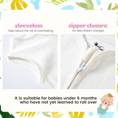 Unisex Newborn Wearable Blanket Long Sleeveless Swaddle Transition Sack Light Weight TOG 0.5 for Infant 100% Cotton in Kuwait