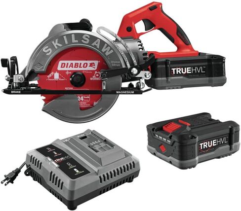 SKIL 48V 7-1/4 بوصة TRUEHVL محرك دودي لاسلكي SKILSAW طقم منشار دائري مع بطاريتين TRUEHVL، Diablo Blade-SPTH77M-22، أحمر in Kuwait