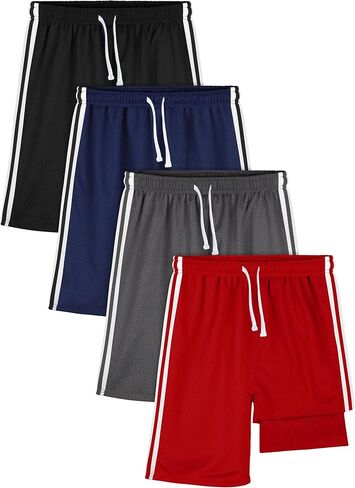 4 قطع من السراويل الرياضية للأولاد، شورتات أداء سريعة الجفاف، شورتات شبكية للأطفال الصغار، شورتات كرة السلة النشطة، شورتات صيفية للأولاد in Kuwait