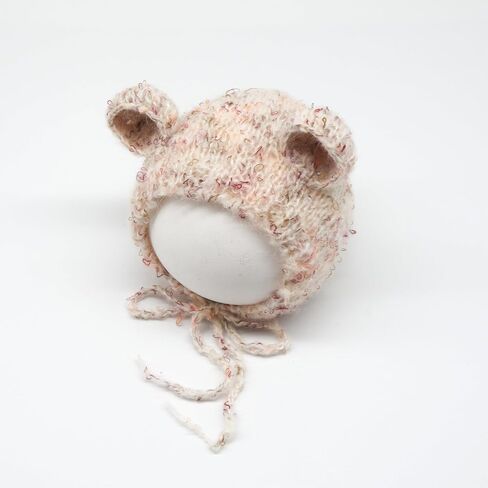 Newborn Baby Photography Props Bear Hat Crochet Knitted Classic Tweed Bonnet Unisex Photo Shoot Outfits Handmade Hat in Saudi Arabia