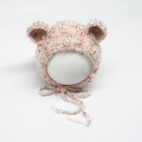 Newborn Baby Photography Props Bear Hat Crochet Knitted Classic Tweed Bonnet Unisex Photo Shoot Outfits Handmade Hat in Saudi Arabia