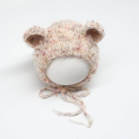 Newborn Baby Photography Props Bear Hat Crochet Knitted Classic Tweed Bonnet Unisex Photo Shoot Outfits Handmade Hat in Saudi Arabia