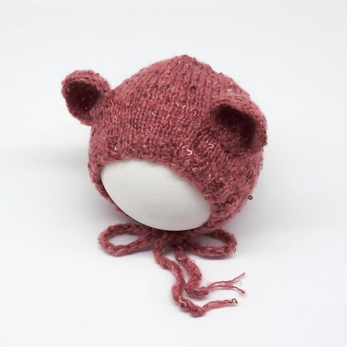 Newborn Baby Photography Props Bear Hat Crochet Knitted Classic Tweed Bonnet Unisex Photo Shoot Outfits Handmade Hat in Saudi Arabia