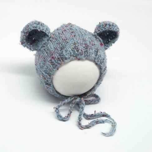 Newborn Baby Photography Props Bear Hat Crochet Knitted Classic Tweed Bonnet Unisex Photo Shoot Outfits Handmade Hat in Saudi Arabia