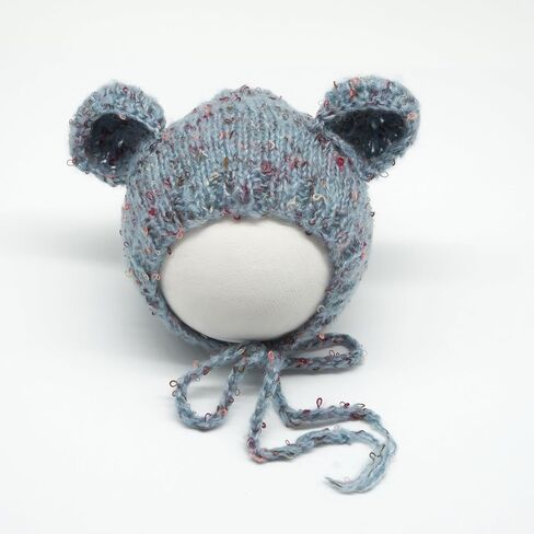 Newborn Baby Photography Props Bear Hat Crochet Knitted Classic Tweed Bonnet Unisex Photo Shoot Outfits Handmade Hat in Saudi Arabia