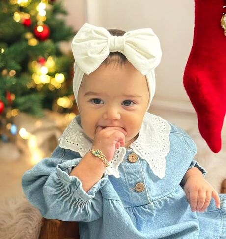 Baby Girl Headbands-Infant Toddler Cotton Handmade Hairbands with Big Bows Child Hair Accessories (Orange, 3-36 Month) in Saudi Arabia
