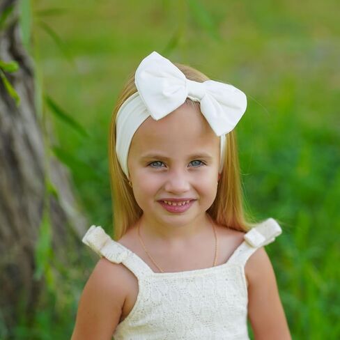 Baby Girl Headbands-Infant Toddler Cotton Handmade Hairbands with Big Bows Child Hair Accessories (Orange, 3-36 Month) in Saudi Arabia