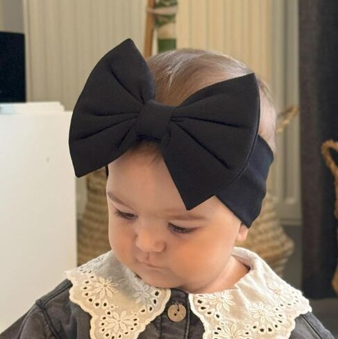 Baby Girl Headbands-Infant Toddler Cotton Handmade Hairbands with Big Bows Child Hair Accessories (Orange, 3-36 Month) in Saudi Arabia